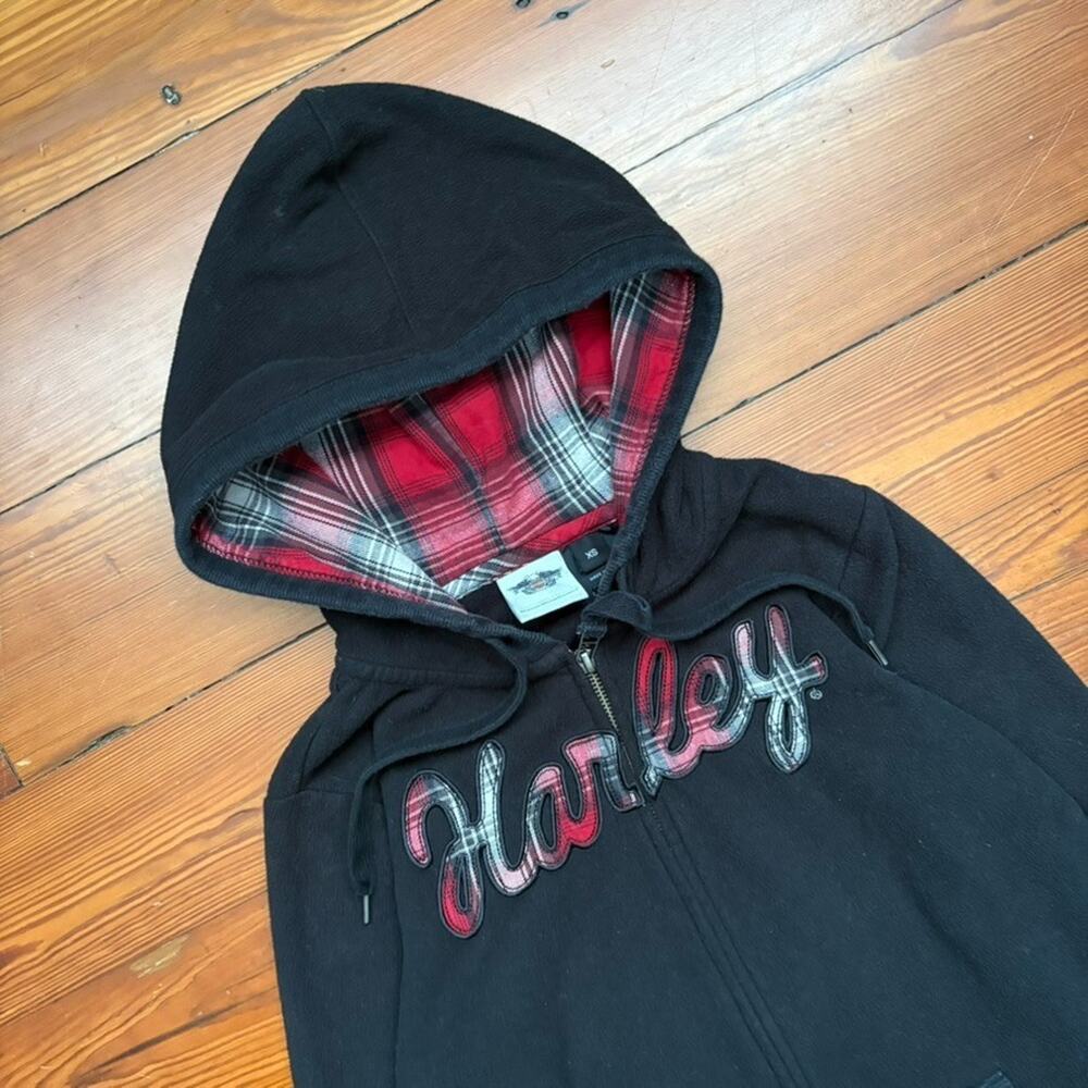 Vintage Y2K Harley Davidson Hoodie Women's Size XS Zip Up Fleece